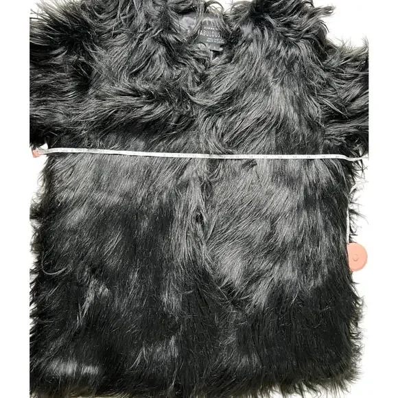 QVC Donna Salyers Fabulous Furs Tibby Collarless Faux Fur Coat BLACK NWOT SIZE S - Picture 6 of 6